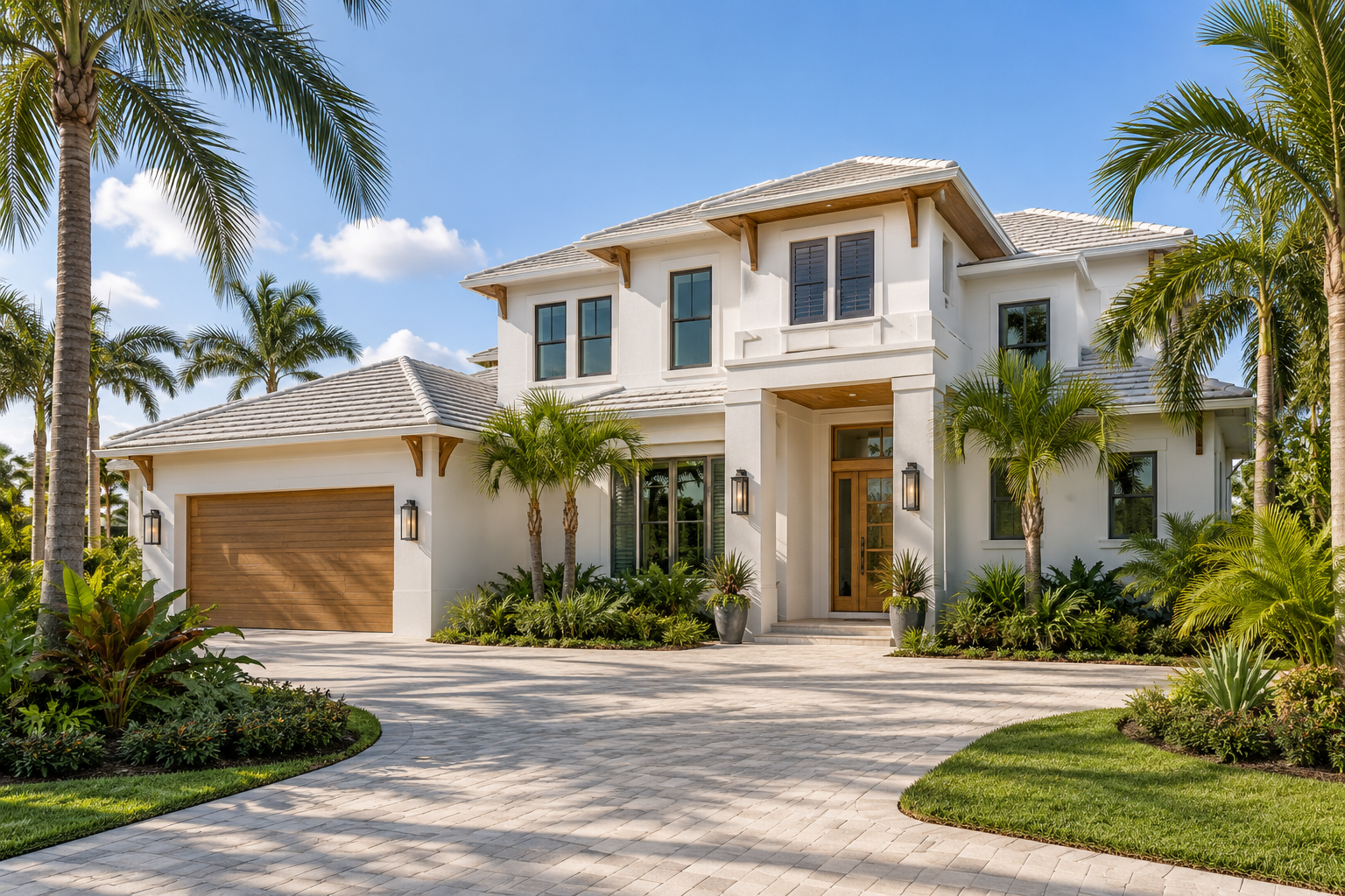 Florida home with tropical landscaping